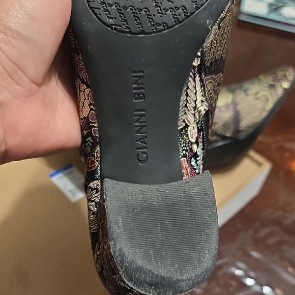 Gianni Bini Black and Gold Embroidered Ankle Boots - Picture 9 of 12